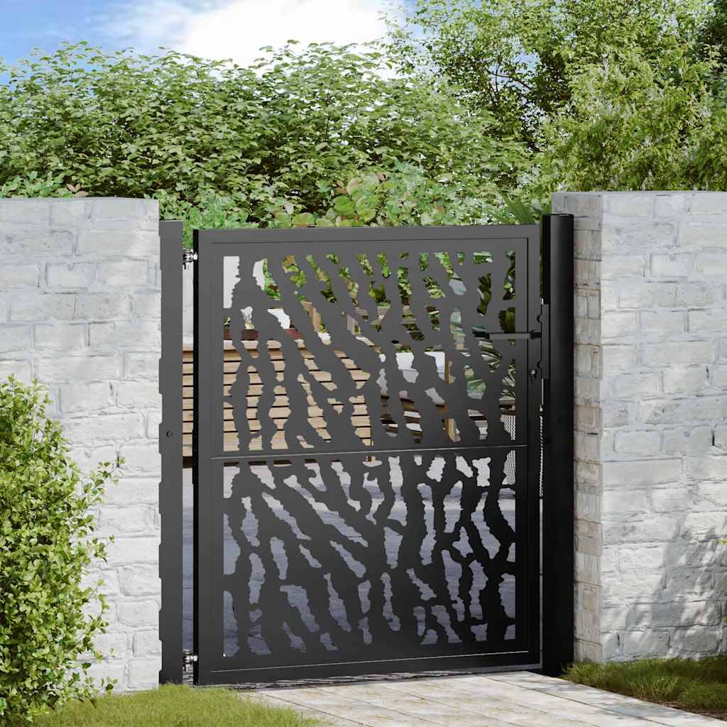 vidaXL Gartentor Schwarz 105x106 cm Stahl Spurendesign