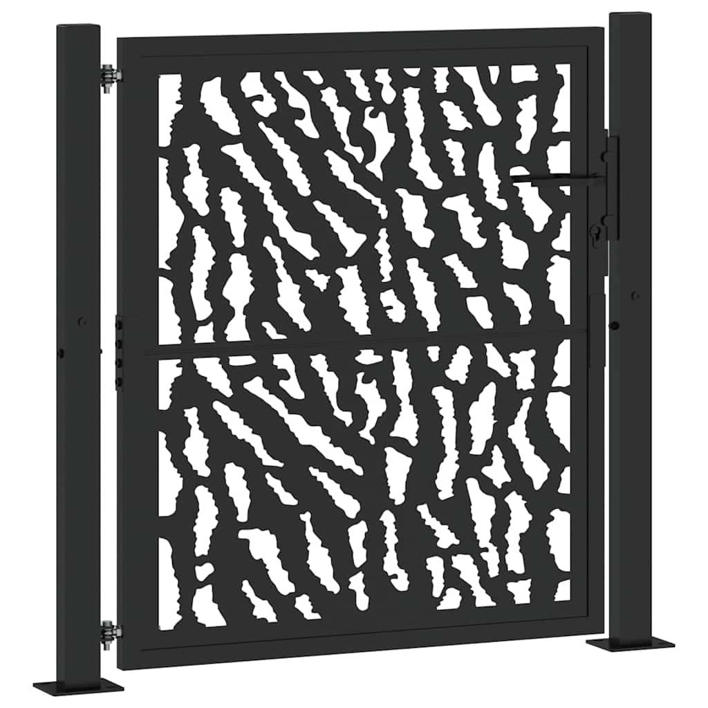 vidaXL Gartentor Schwarz 105x106 cm Stahl Spurendesign
