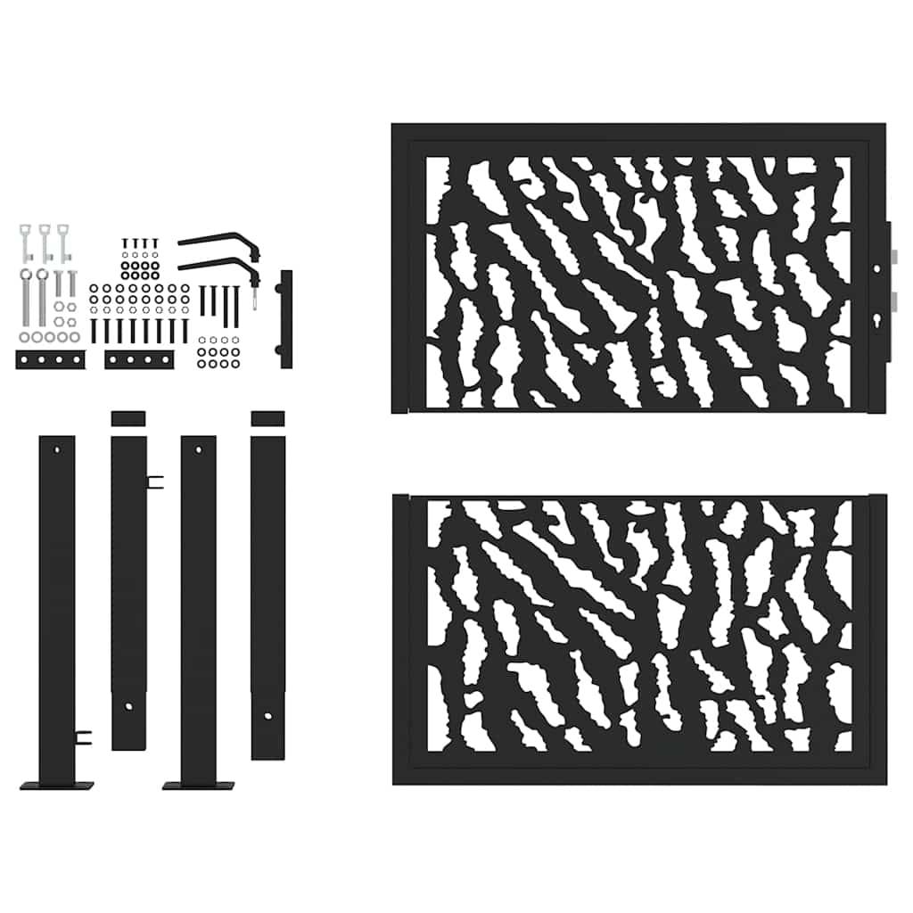 vidaXL Gartentor Schwarz 105x106 cm Stahl Spurendesign