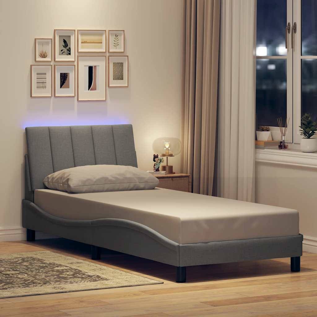 vidaXL Bettgestell ohne Matratze "Hanko" Hellgrau 90x200 cm Stoff
