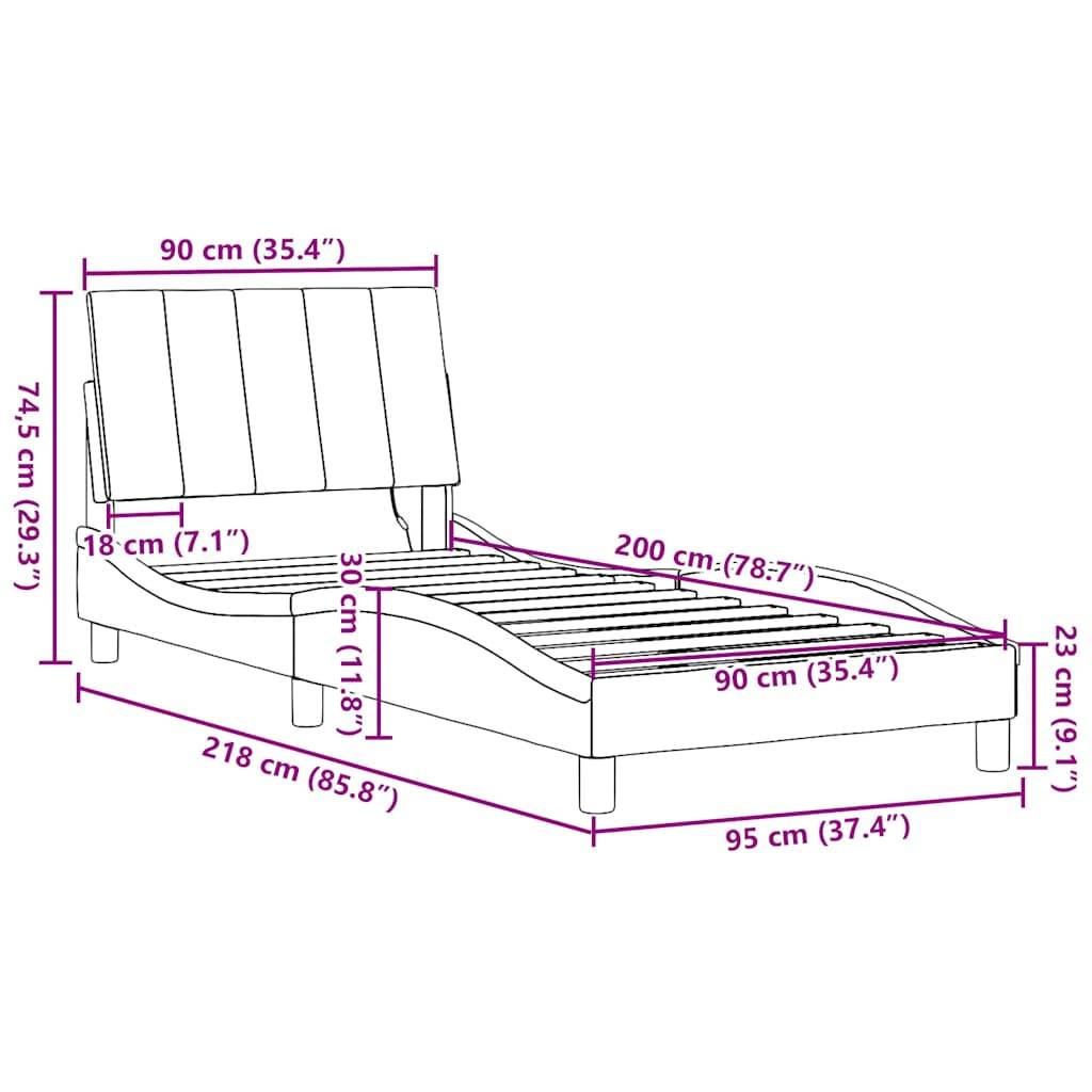 vidaXL Bettgestell ohne Matratze "Hanko" Hellgrau 90x200 cm Stoff