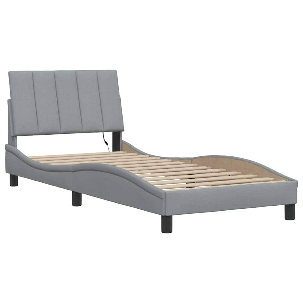 vidaXL Bettgestell ohne Matratze "Hanko" Hellgrau 90x200 cm Stoff