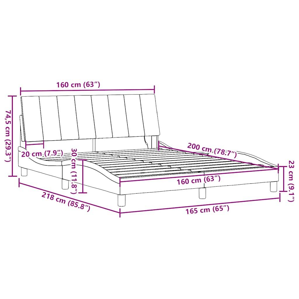 vidaXL Bettgestell ohne Matratze "Hanko" Creme 160x200 cm Stoff