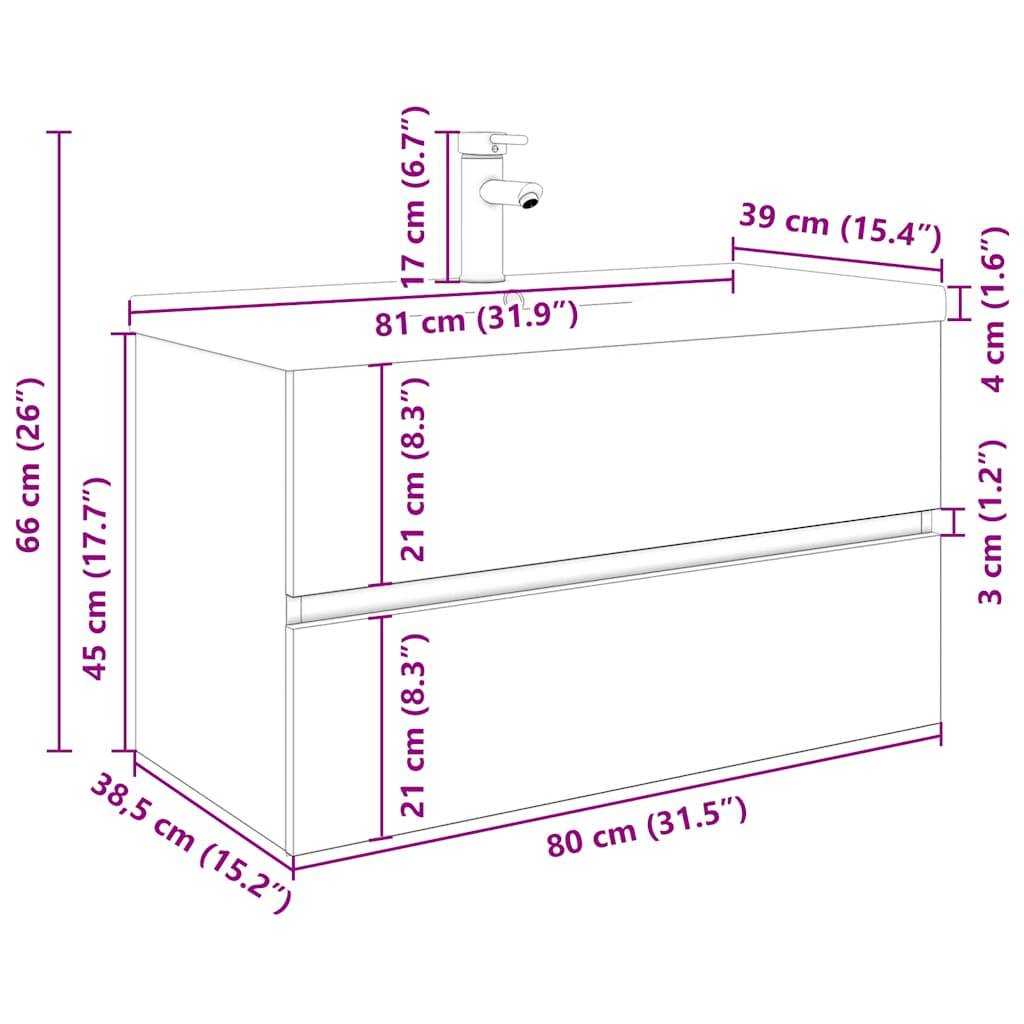 vidaXL Waschbeckenunterschrank mit Einbaubecken und Wasserhahn