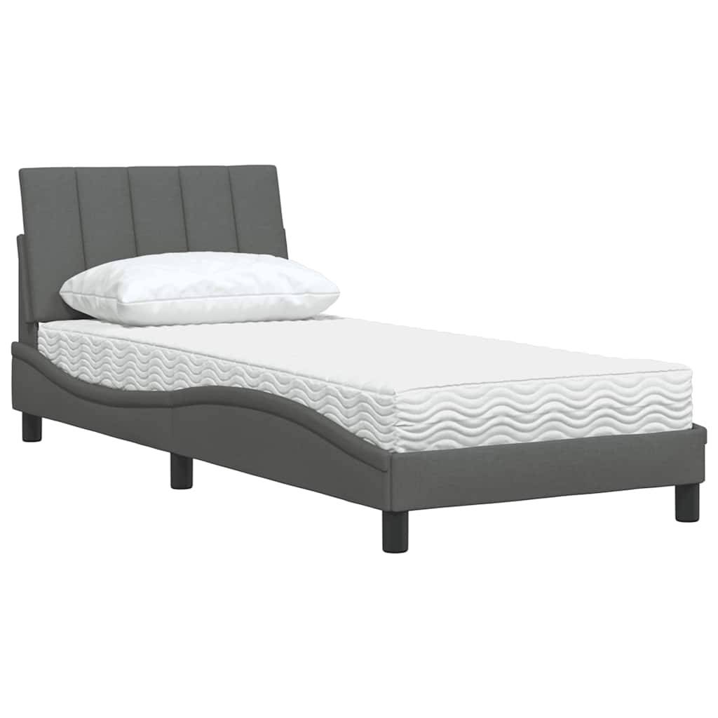 vidaXL Bett mit Matratze "Hanko" Dunkelgrau 90x200 cm Stoff