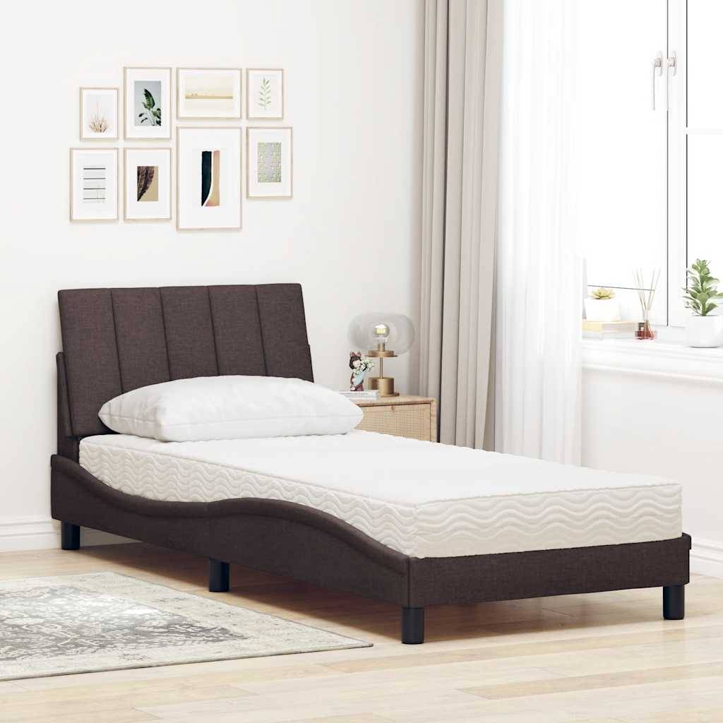 vidaXL Bett mit Matratze Dunkelbraun 80x200 cm Stoff