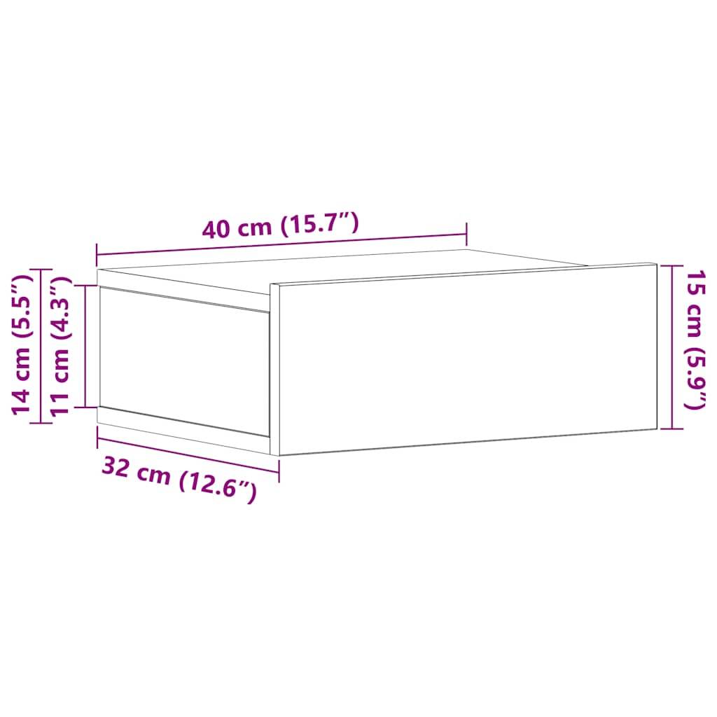 vidaXL Hängender Nachttisch Weiß 40x30x15 cm Holzwerkstoff