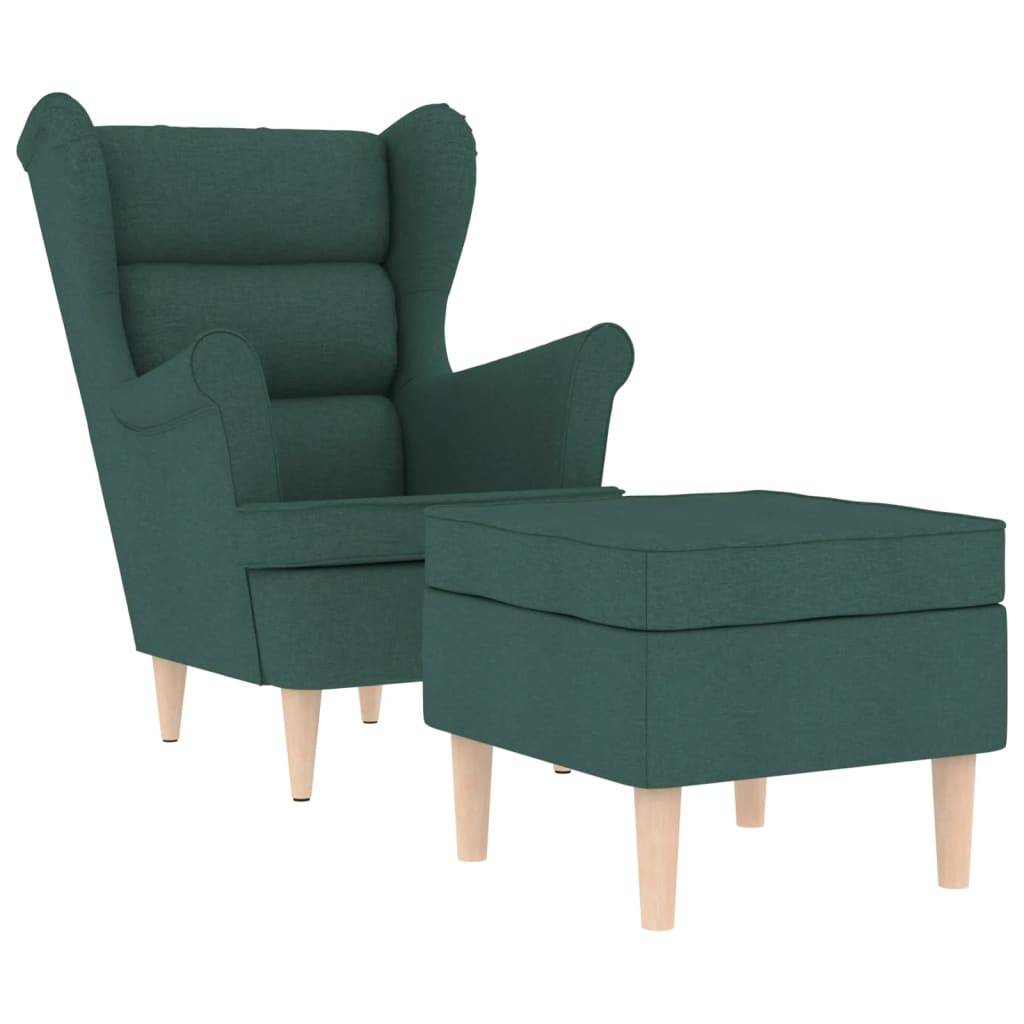 vidaXL Sessel mit Fußhocker Dunkelgrün Stoff