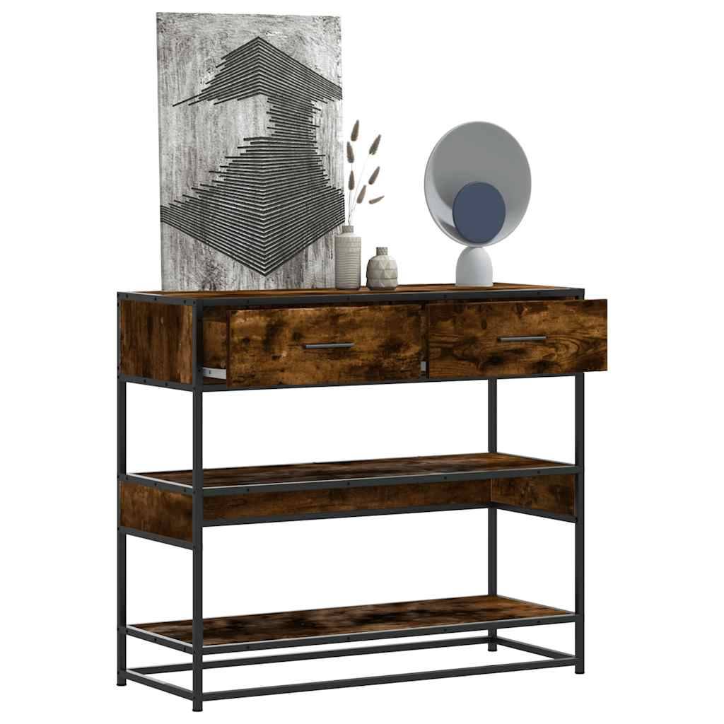 vidaXL Konsolentisch Räuchereiche 90x35x80 cm Holzwerkstoff