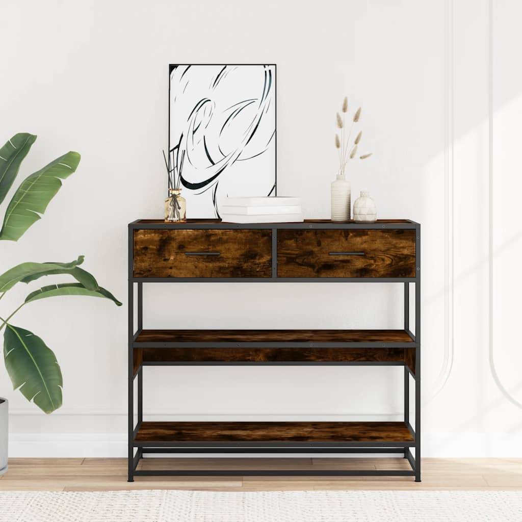 vidaXL Konsolentisch Räuchereiche 90x35x80 cm Holzwerkstoff