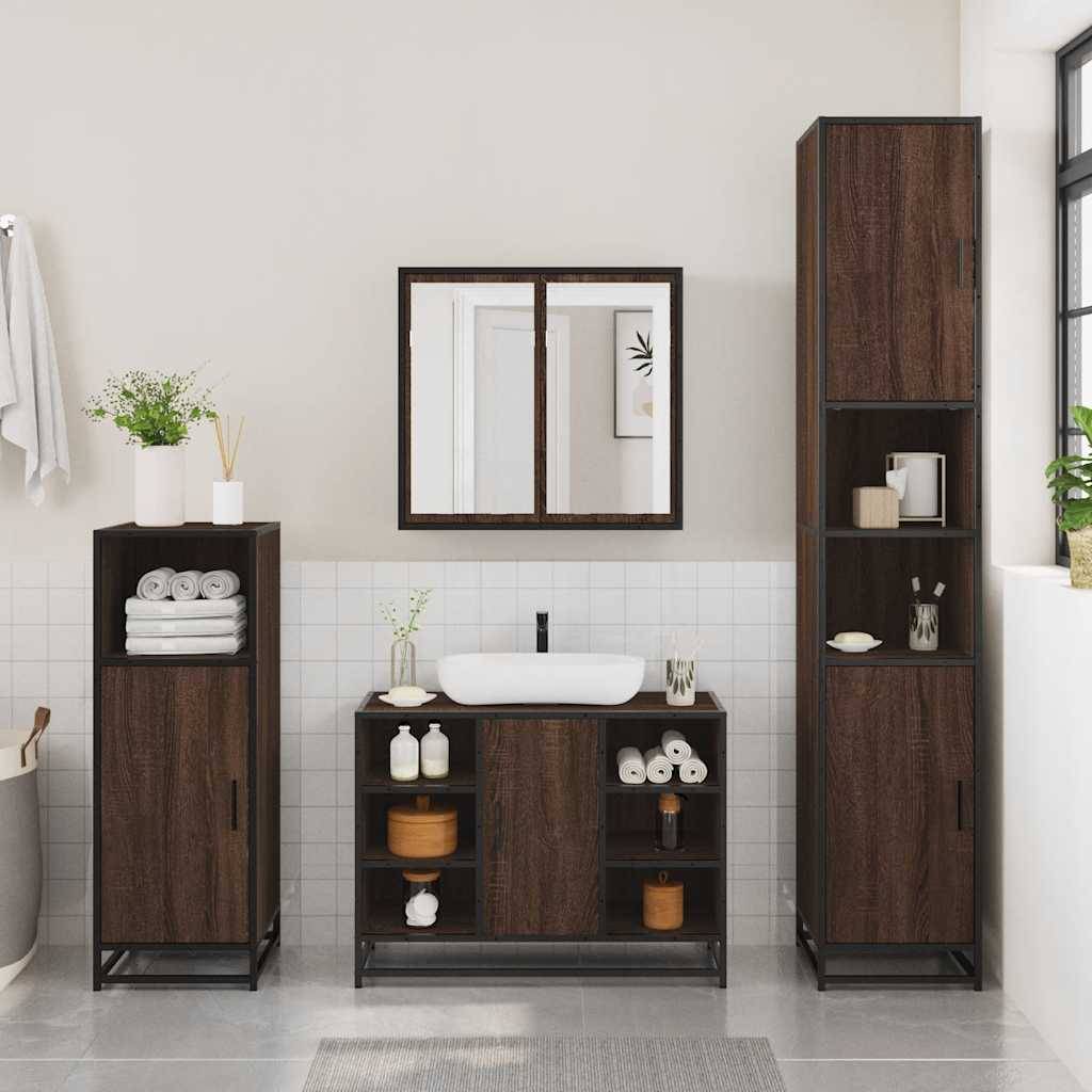 vidaXL Waschbeckenunterschrank Braun Eichen-Optik 80x33x60 cm