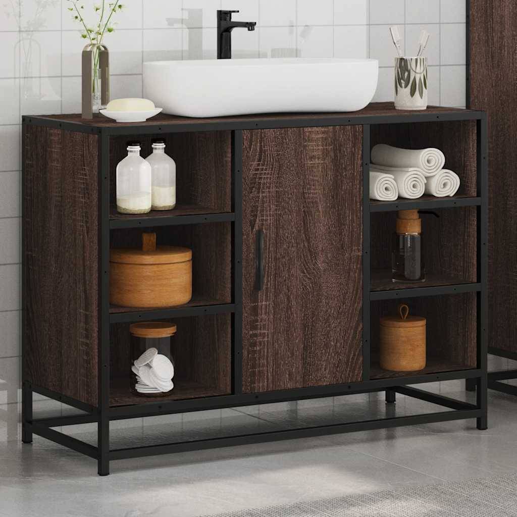 vidaXL Waschbeckenunterschrank Braun Eichen-Optik 80x33x60 cm