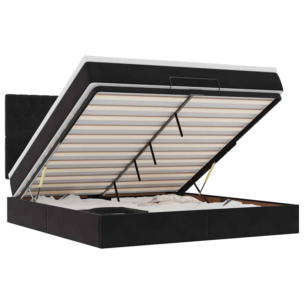 vidaXL Ottoman-Bett mit Matratzen Schwarz 160x200 cm Samt