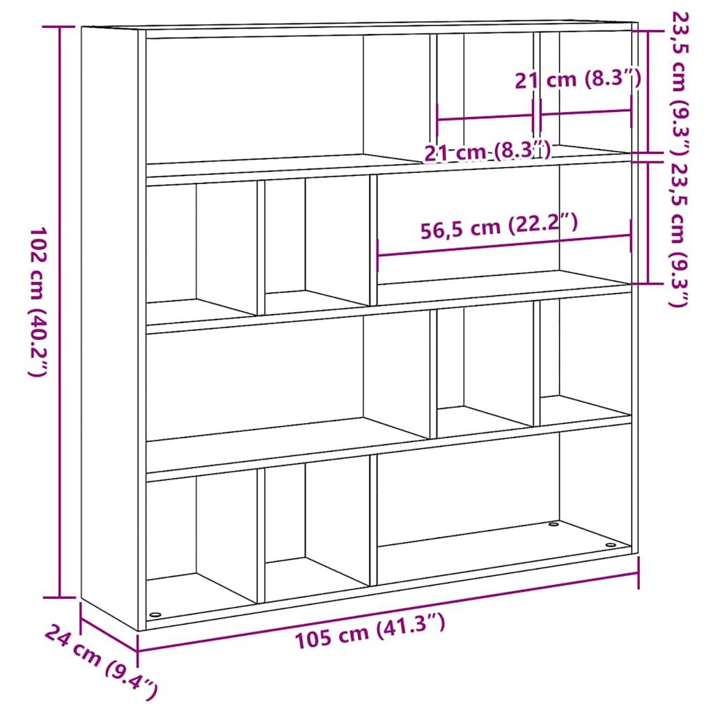 vidaXL Bücherregal/Raumteiler Artisan-Eiche 105x24x102 cm