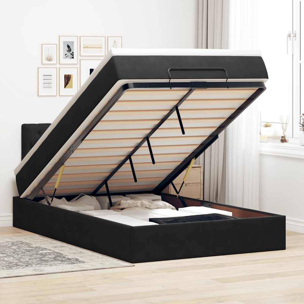 vidaXL Ottoman-Bett mit Matratze Schwarz 120x200 cm Samt