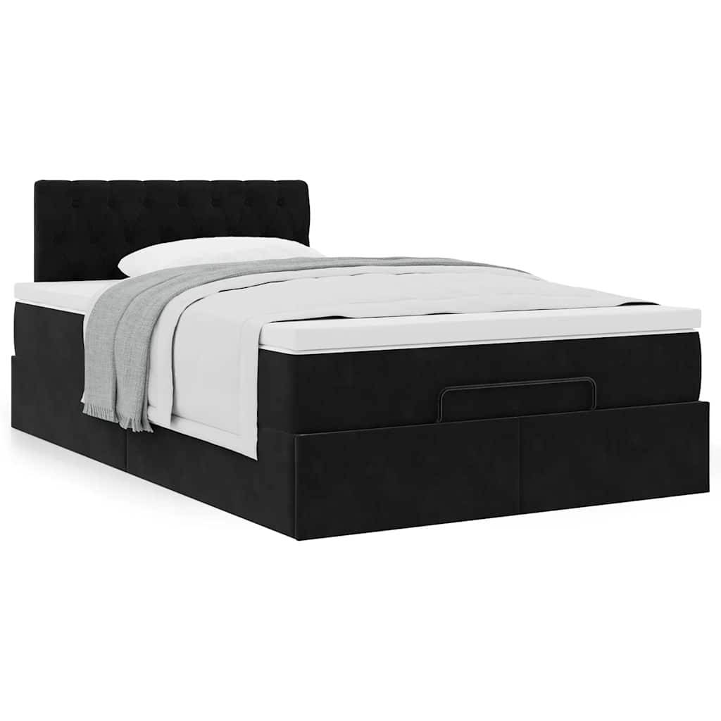 vidaXL Ottoman-Bett mit Matratze Schwarz 120x200 cm Samt