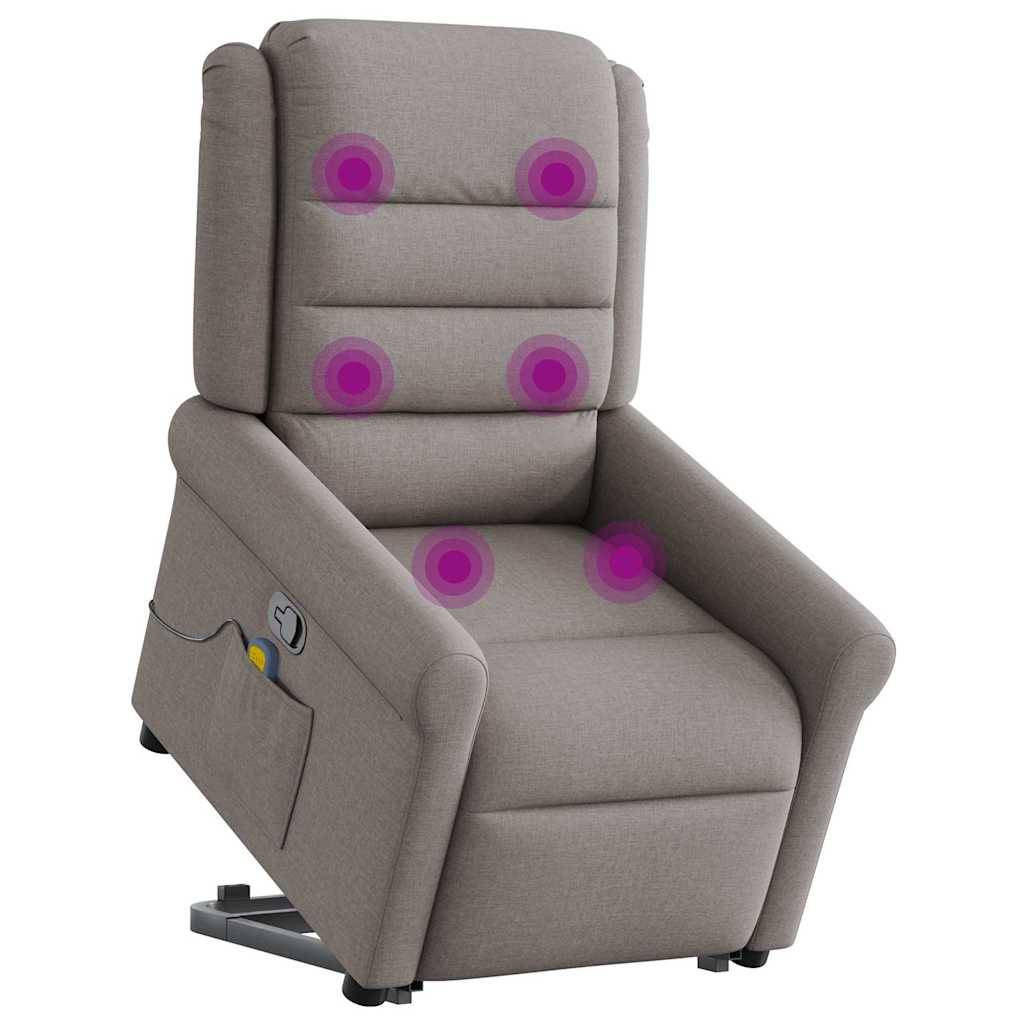 vidaXL Massagesessel mit Aufstehhilfe Taupe Stoff