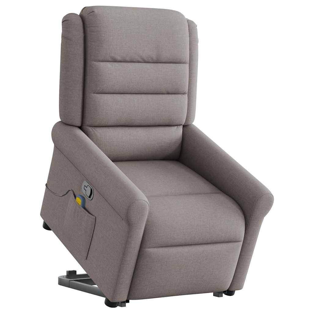 vidaXL Massagesessel mit Aufstehhilfe Taupe Stoff