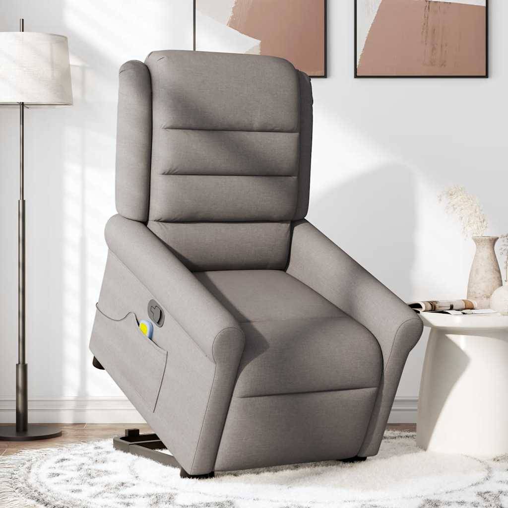 vidaXL Massagesessel mit Aufstehhilfe Taupe Stoff