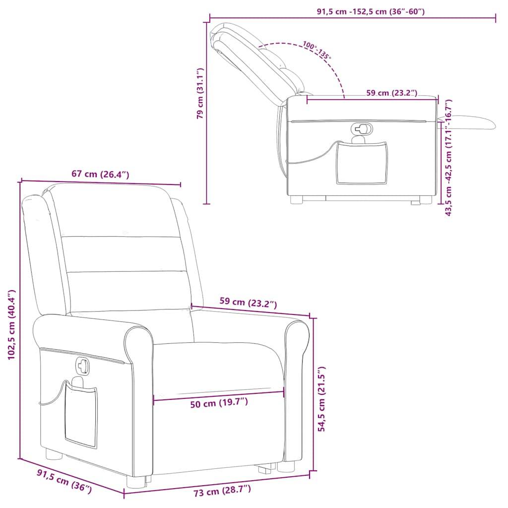 vidaXL Massagesessel mit Aufstehhilfe Taupe Stoff