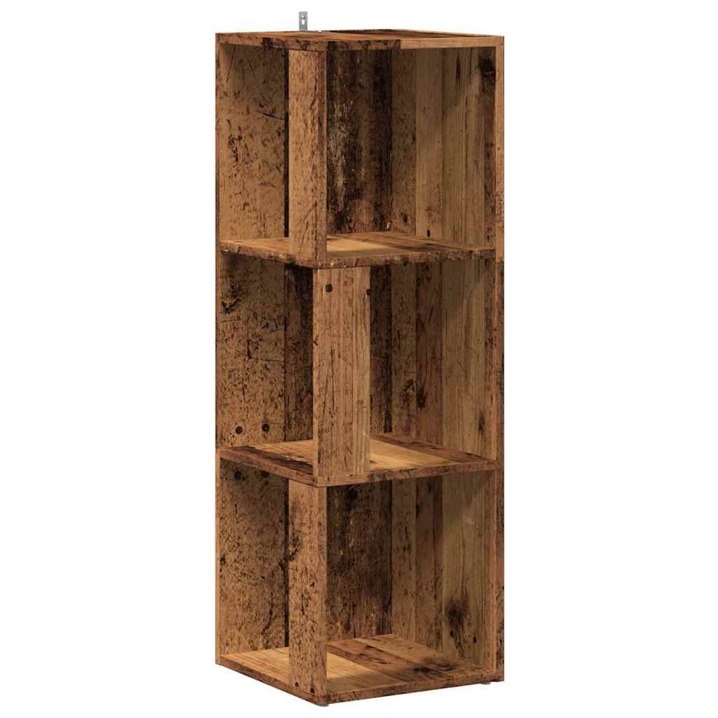 vidaXL Eckregal Altholz-Optik 33x33x100 cm Holzwerkstoff