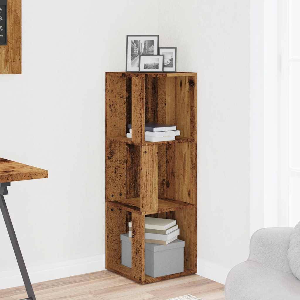 vidaXL Eckregal Altholz-Optik 33x33x100 cm Holzwerkstoff