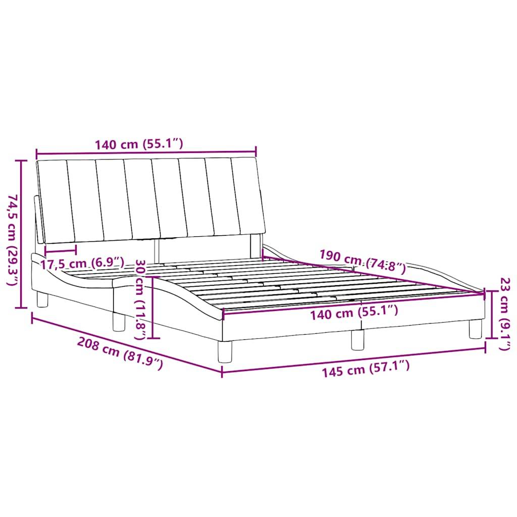 vidaXL Bettgestell ohne Matratze "Hanko" Dunkelgrau 140x190 cm Stoff