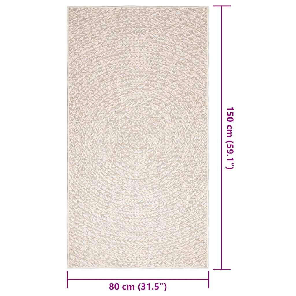 vidaXL Teppich ZIZUR Creme 80x150 cm Jute-Optik Indoor und Outdoor