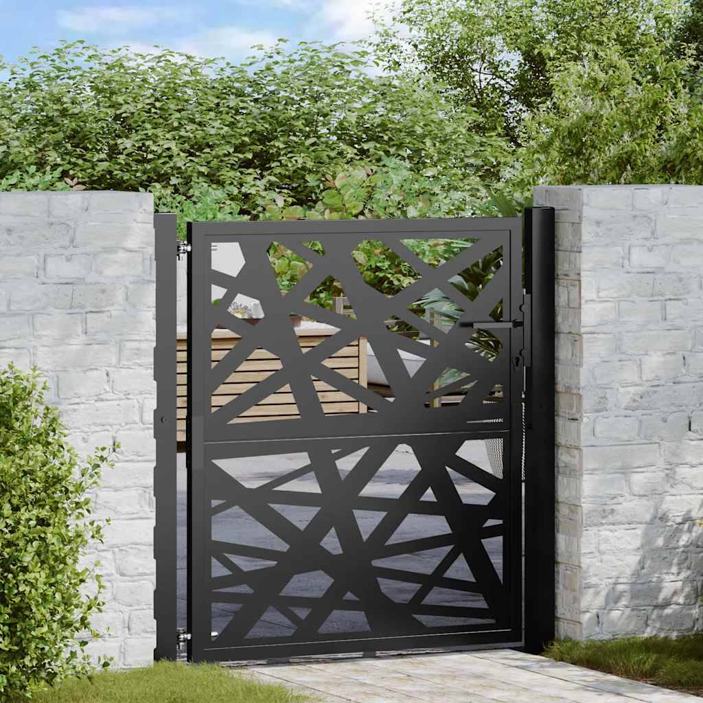 vidaXL Gartentor Schwarz 105x106 cm Stahl Lichtdesign