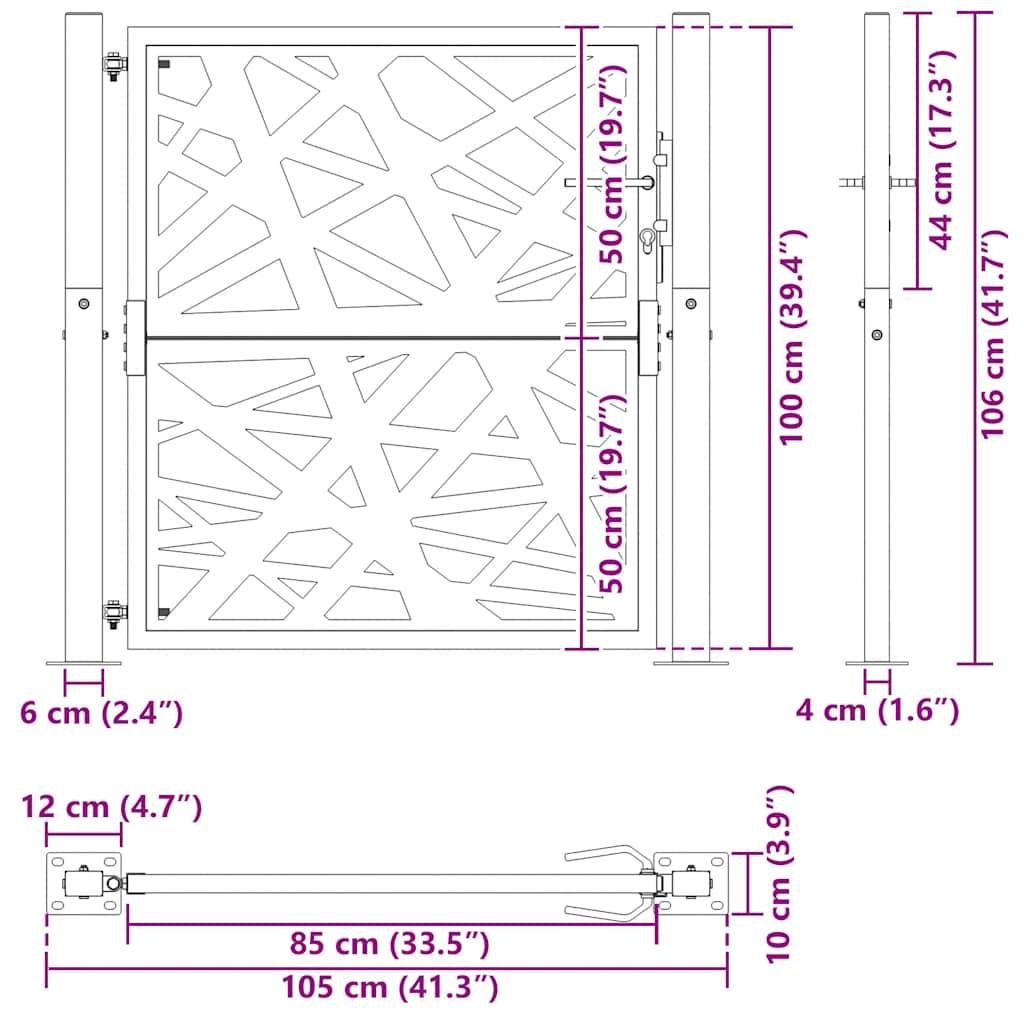 vidaXL Gartentor Schwarz 105x106 cm Stahl Lichtdesign