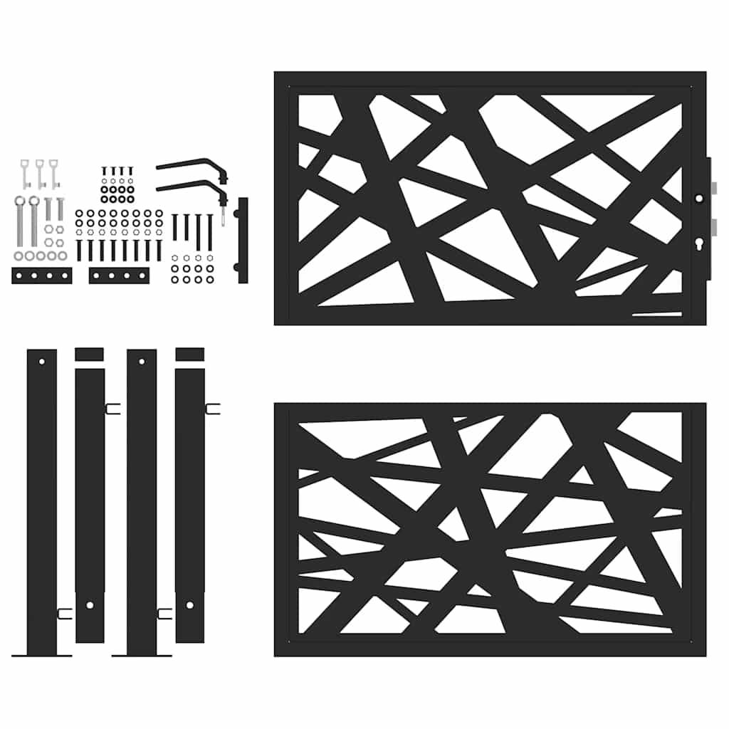 vidaXL Gartentor Schwarz 105x106 cm Stahl Lichtdesign