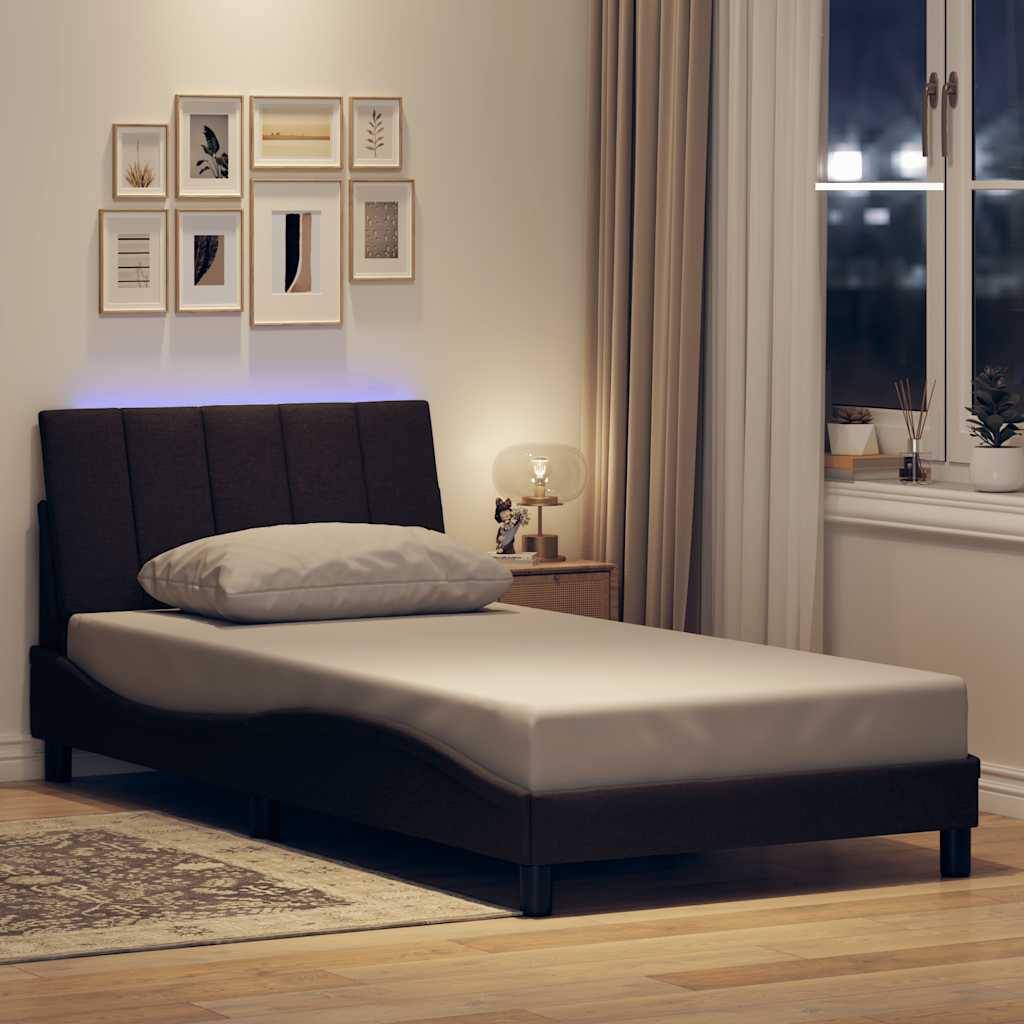 vidaXL Bettgestell ohne Matratze "Hanko" Dunkelbraun 100x200 cm Stoff