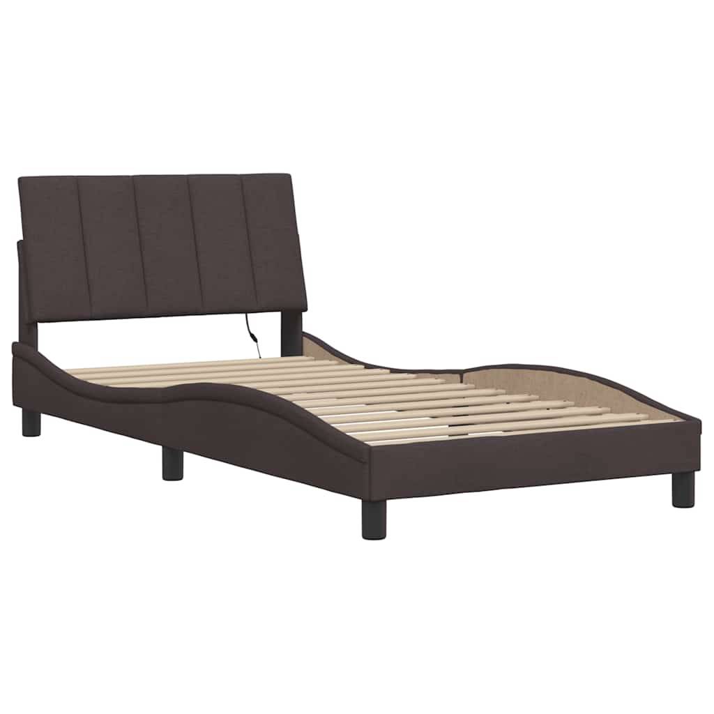 vidaXL Bettgestell ohne Matratze "Hanko" Dunkelbraun 100x200 cm Stoff