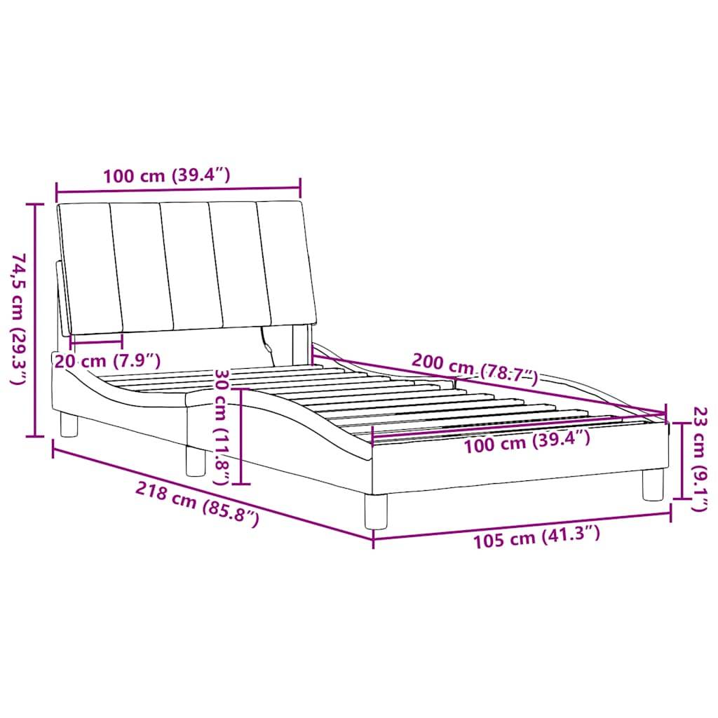 vidaXL Bettgestell ohne Matratze "Hanko" Dunkelbraun 100x200 cm Stoff
