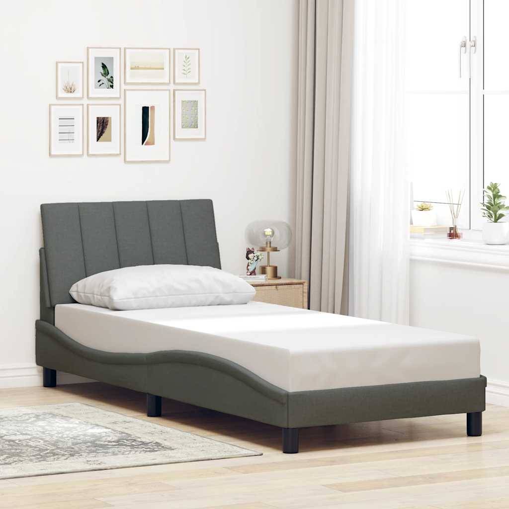 vidaXL Bettgestell ohne Matratze "Hanko" Dunkelgrau 80x200 cm Stoff
