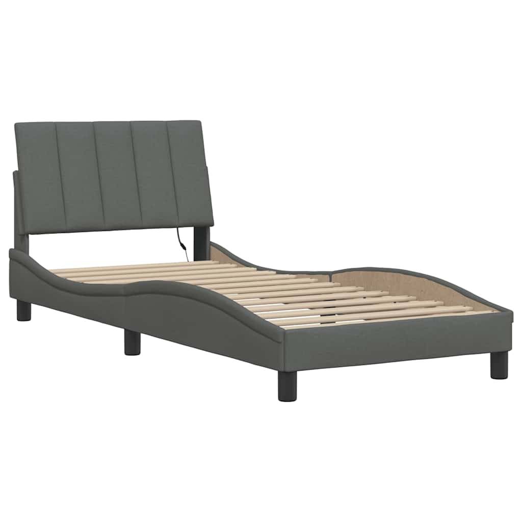 vidaXL Bettgestell ohne Matratze "Hanko" Dunkelgrau 80x200 cm Stoff
