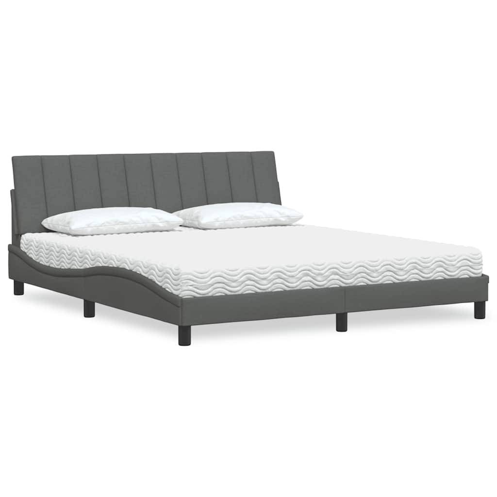 vidaXL Bett mit Matratze Dunkelgrau 180x200 cm Stoff