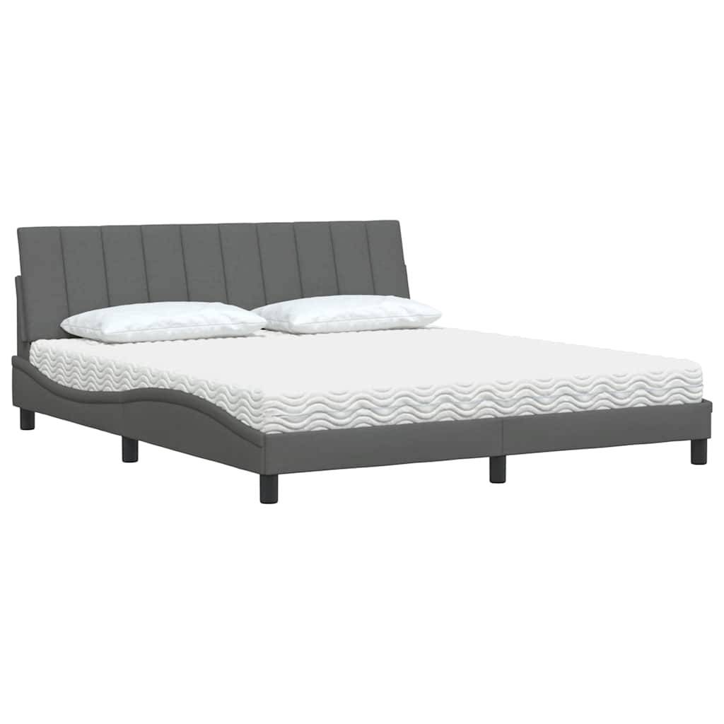 vidaXL Bett mit Matratze Dunkelgrau 180x200 cm Stoff