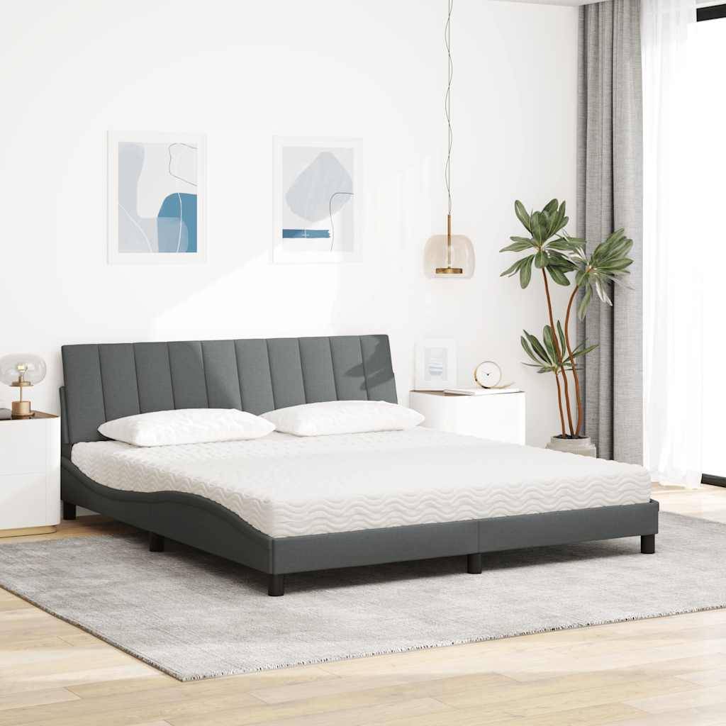 vidaXL Bett mit Matratze Dunkelgrau 180x200 cm Stoff