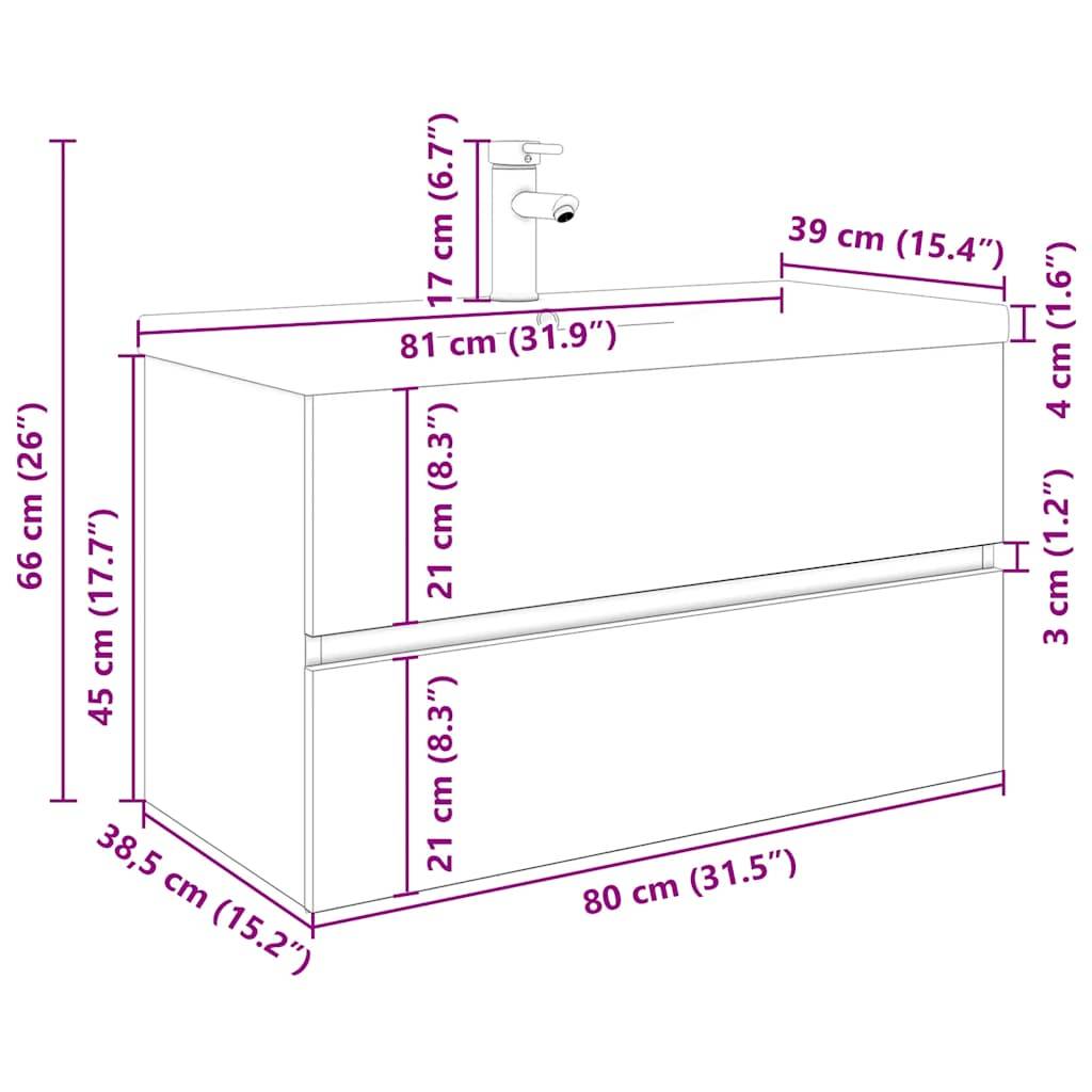 vidaXL Waschbeckenunterschrank mit Einbaubecken und Wasserhahn