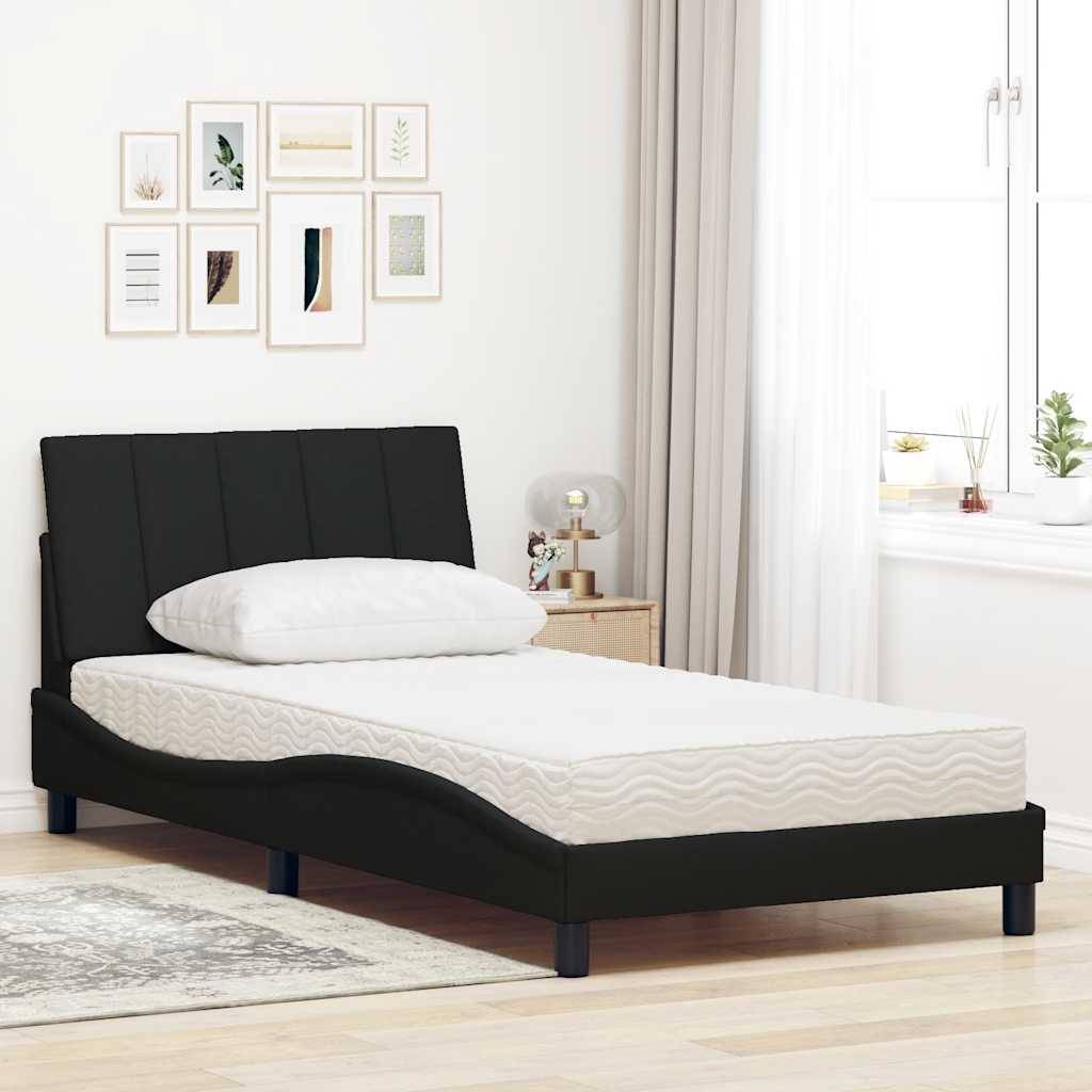 vidaXL Bett mit Matratze "Hanko" Schwarz 100x200 cm Stoff