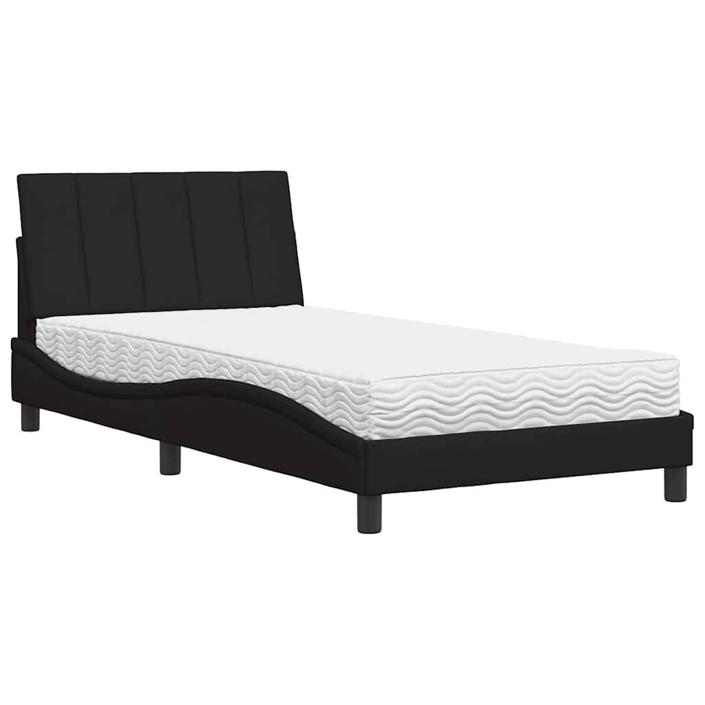 vidaXL Bett mit Matratze "Hanko" Schwarz 100x200 cm Stoff