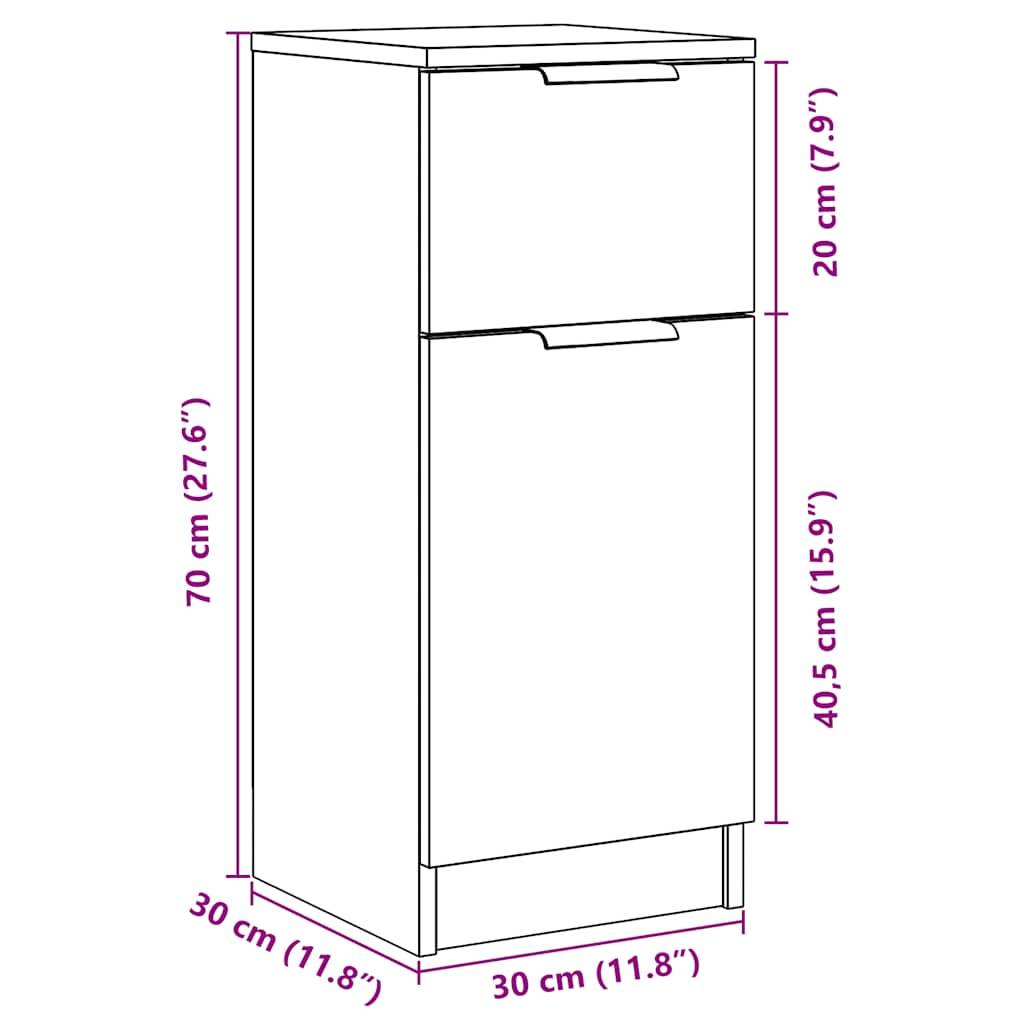 vidaXL Sideboards 2 Stk. Artisan-Eiche 30x30x70 cm Holzwerkstoff