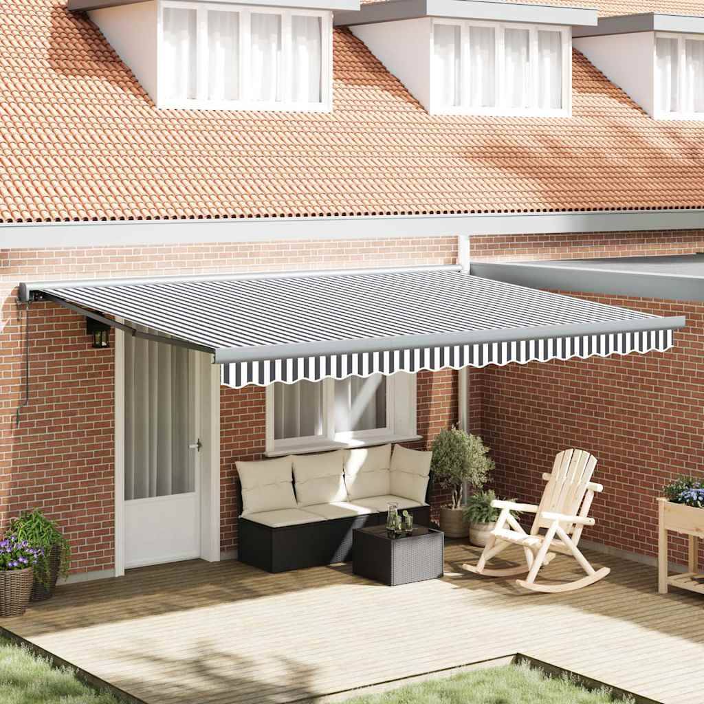 vidaXL Markise Einziehbar Anthrazit und Weiß 4,5x3 m Stoff & Aluminium