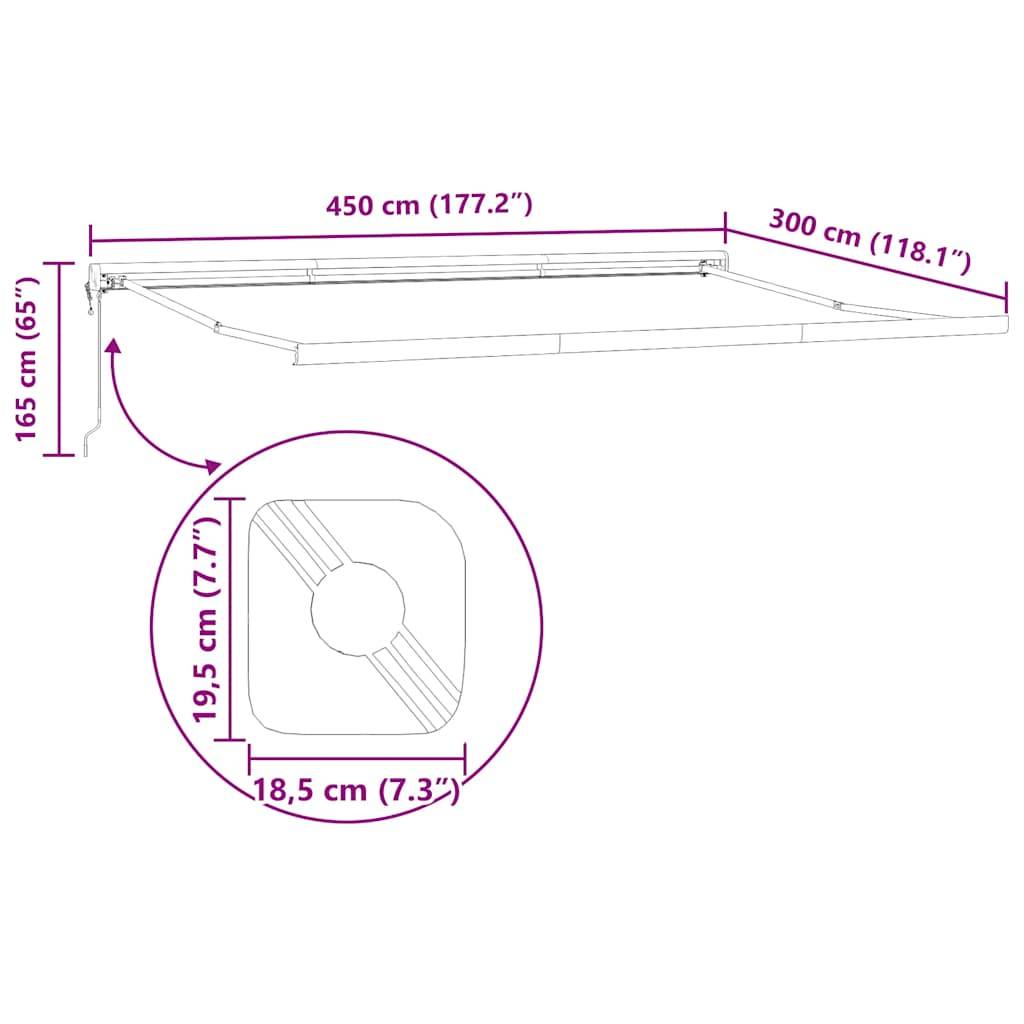 vidaXL Markise Einziehbar Anthrazit und Weiß 4,5x3 m Stoff & Aluminium