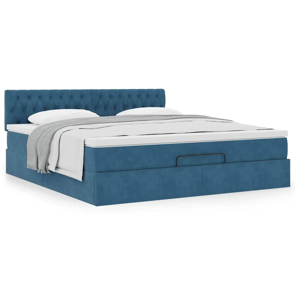vidaXL Ottoman-Bett mit Matratze Dunkelblau 160x200 cm Samt