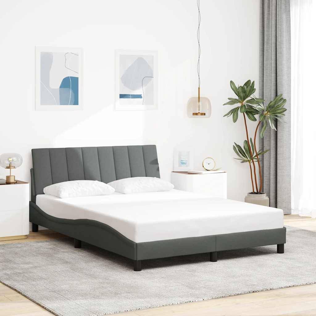 vidaXL Bettgestell ohne Matratze "Hanko" Dunkelgrau 140x190 cm Stoff