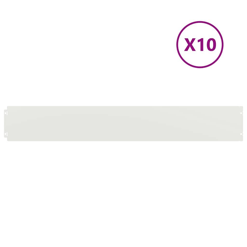 vidaXL Rasenkanten 10 Stk. Weiß 15x103 cm Kaltgewalzter Stahl