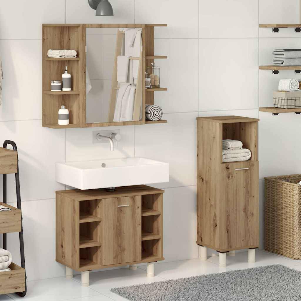 vidaXL 3-tlg. Badmöbel-Set Artisan-Eiche Holzwerkstoff