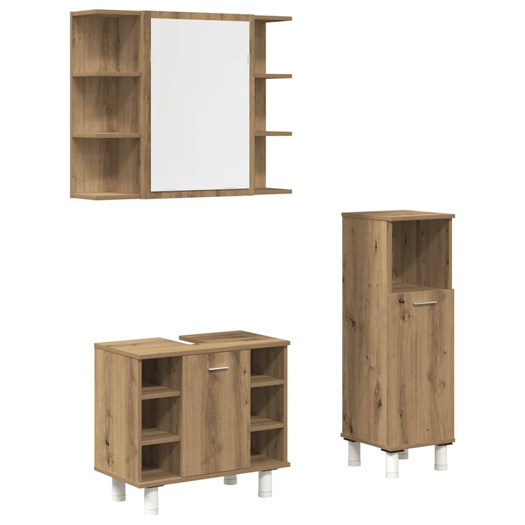 vidaXL 3-tlg. Badmöbel-Set Artisan-Eiche Holzwerkstoff